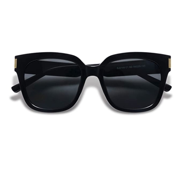 Black Classic Polarized Sunglasses for Women Men Trendy Square Frame - Picture 3 of 4